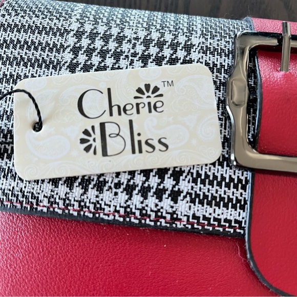 New! Cherie Bliss Red Plaid Leather Detachable  Strap Clutch Purse - Picture 6 of 11